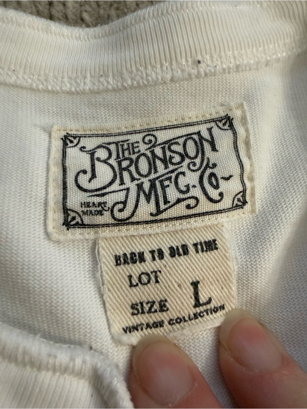 Bronson MFG Co White Long Sleeve Henley Shirt Vintage Collection Size L - Picture 3 of 8